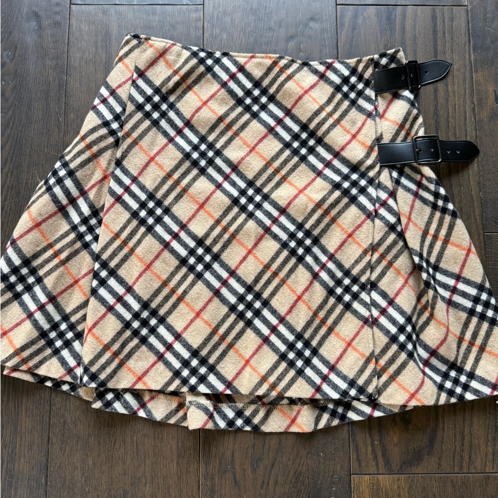 Burberry Beige Plaid Mini Skirt
